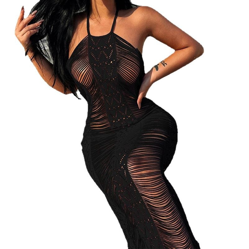 Dame Élégant sur-robe en crochet transparent R&B