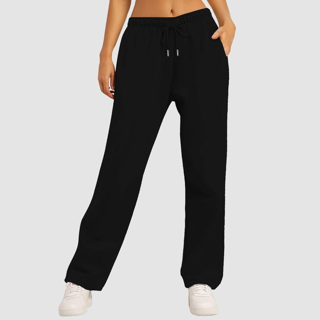 Pantalon lounge palazzo taille haute large pour femmes avec ceinture élastique confortable, cordon de serrage et poches latérales Echo Archiv