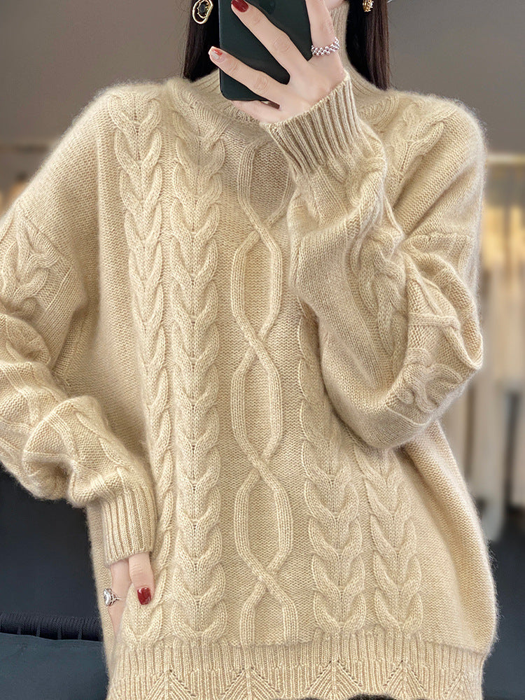 Pull oversized pour femmes avec col rond