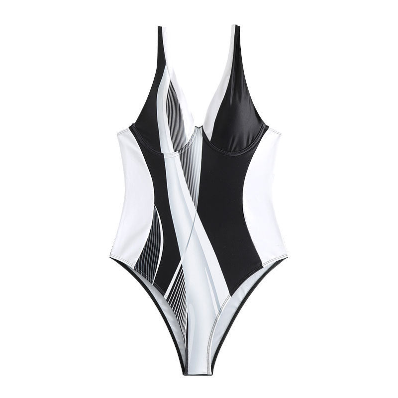 Maillot de bain une pièce sportif pour femmes avec motif graphique R&B