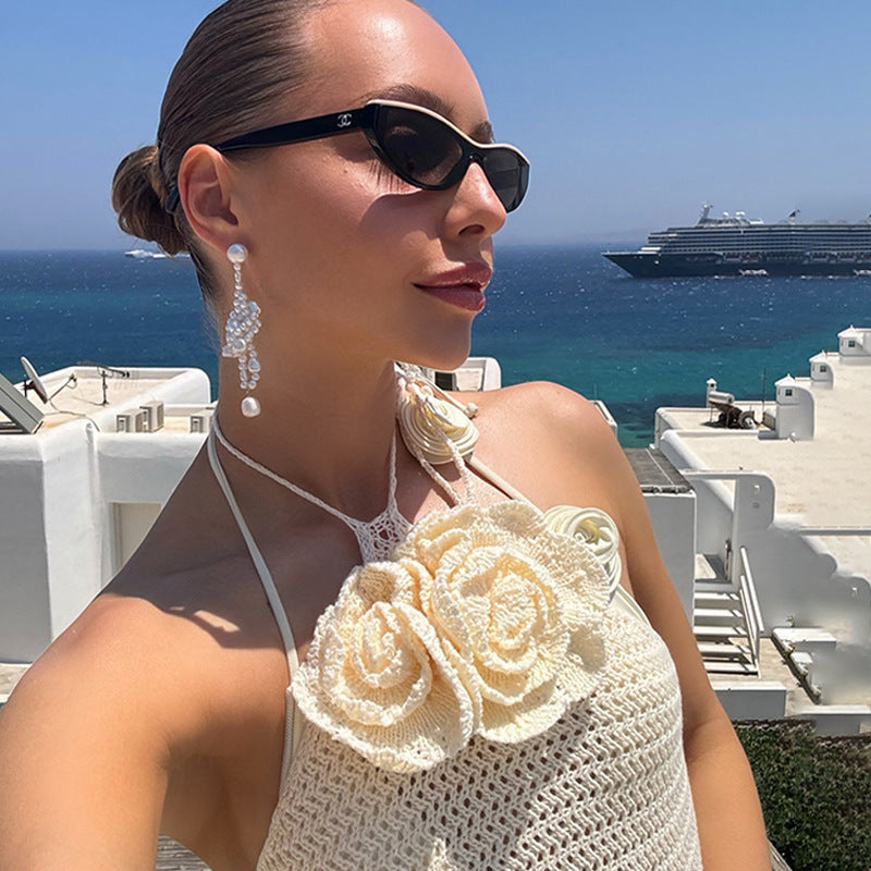 Ensemble de plage élégant en crochet pour femmes avec accents floraux R&B