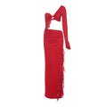 Robe Maxi Élégante pour Femmes avec Coupe Asymétrique et Détails Volants Heidi-Mode