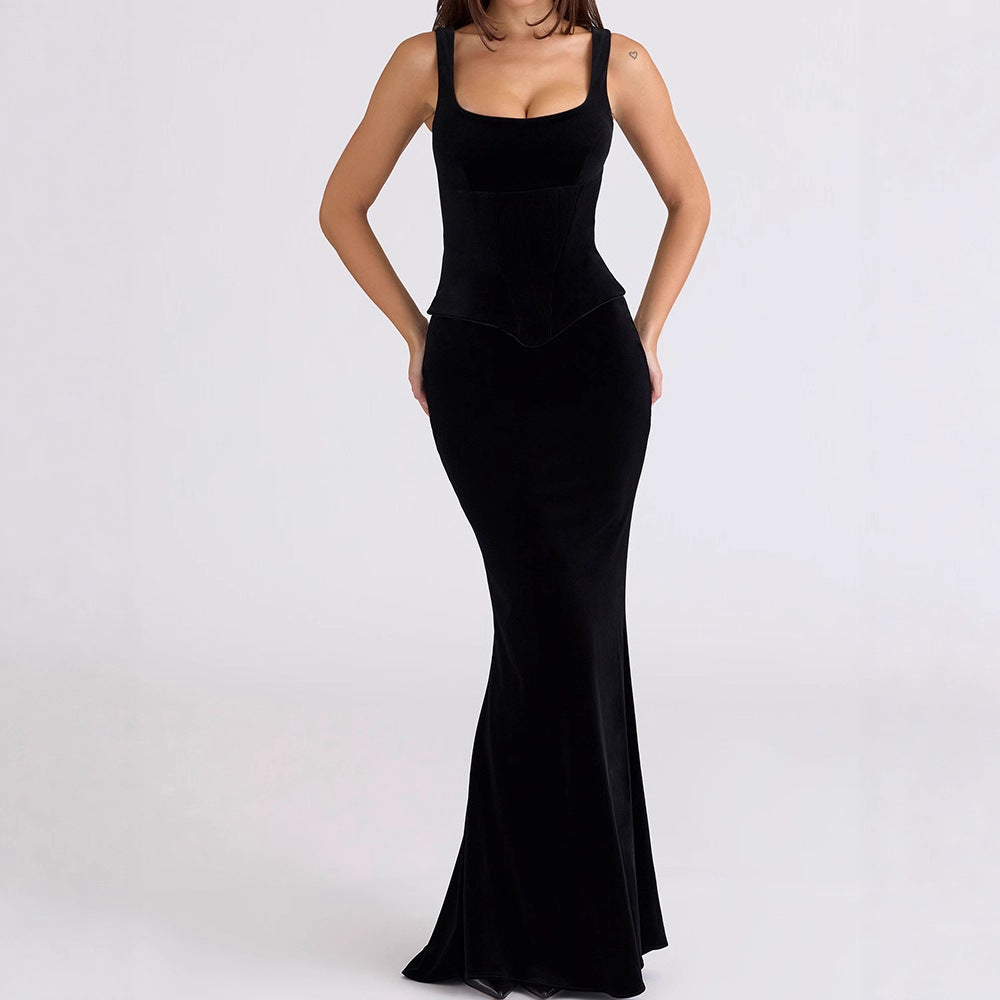 Robe maxi ajustée pour femmes avec coupe élégante R&B