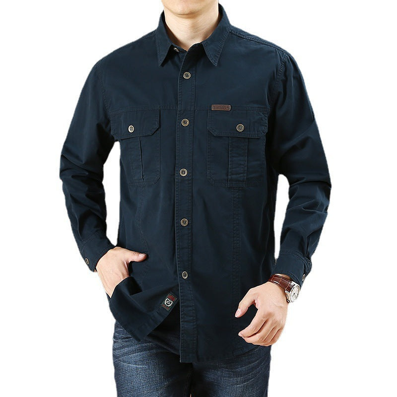 Chemise de travail urbaine pour hommes en twill de coton lavé avec poches poitrine doubles et coutures contrastées Echo Archiv