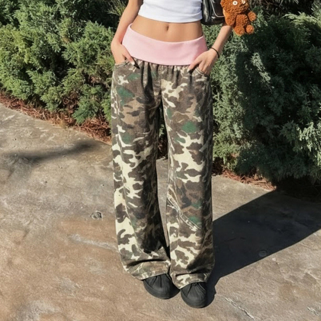 Pantalon de lounge pour femmes avec taille élastique, motif camouflage et confort extensible Echo Archiv