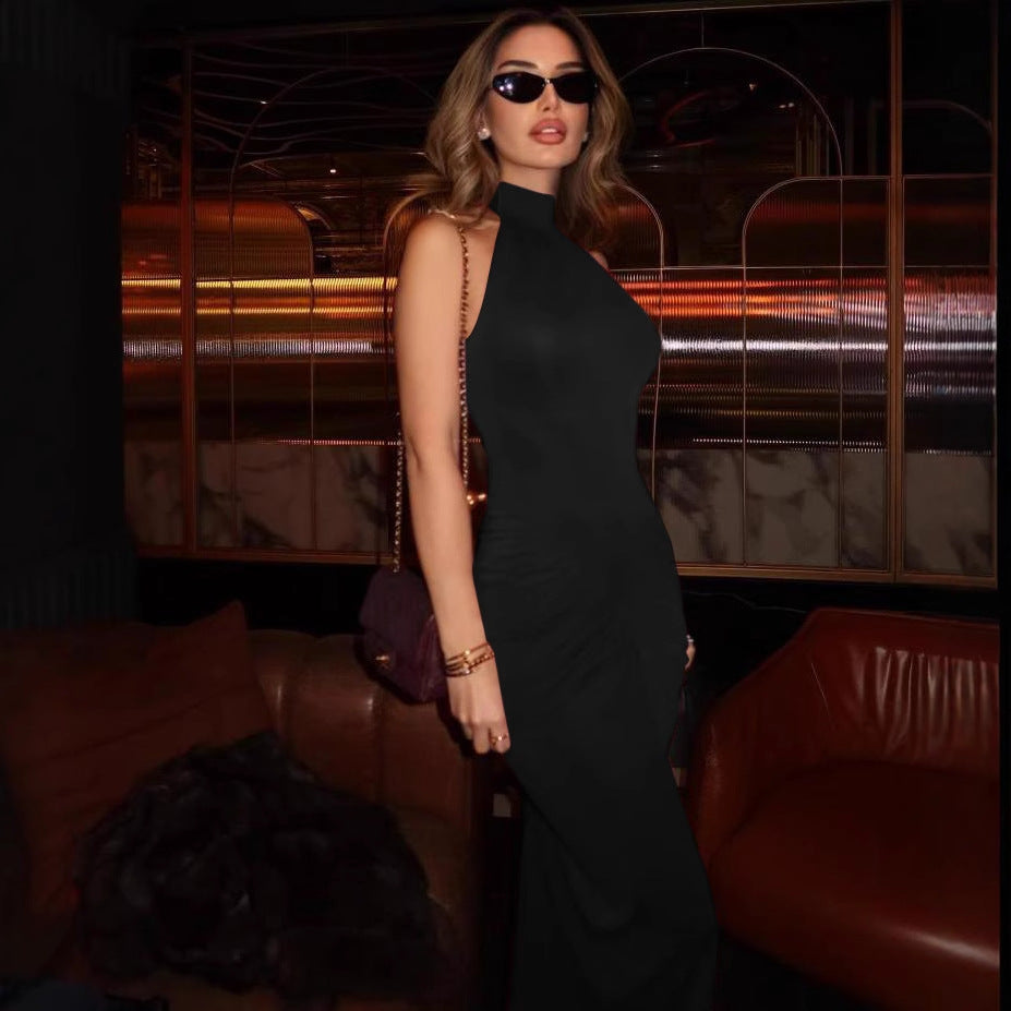 Robe longue élégante pour femmes avec décolleté choker et fronces Heidi-Mode