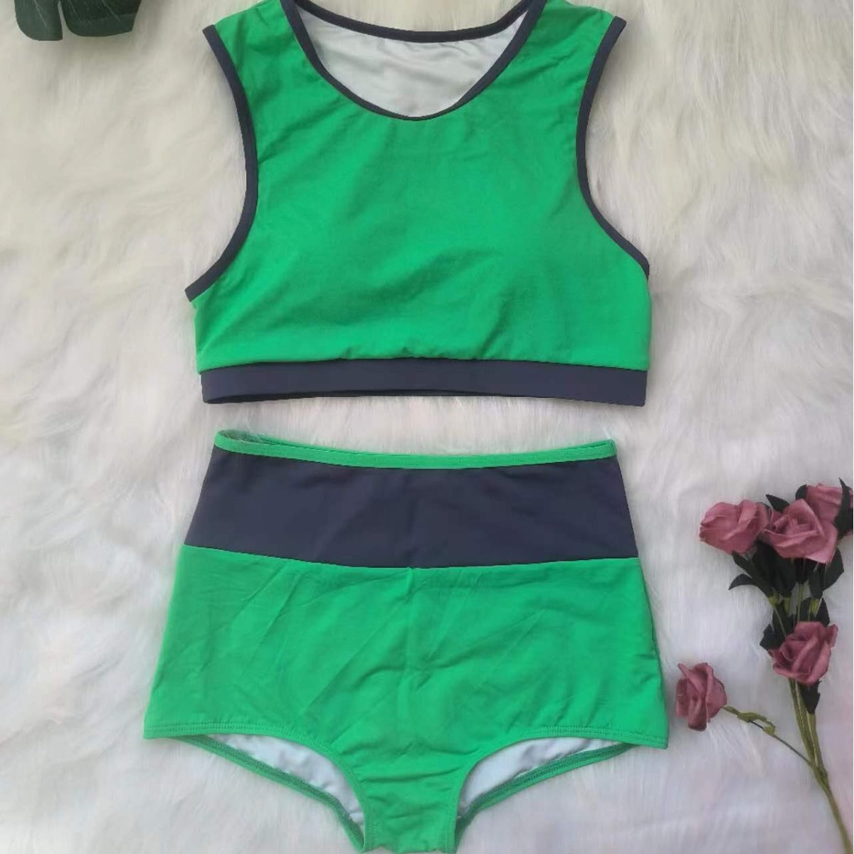 Ensemble de bikini sportif pour femmes avec culotte taille haute R&B
