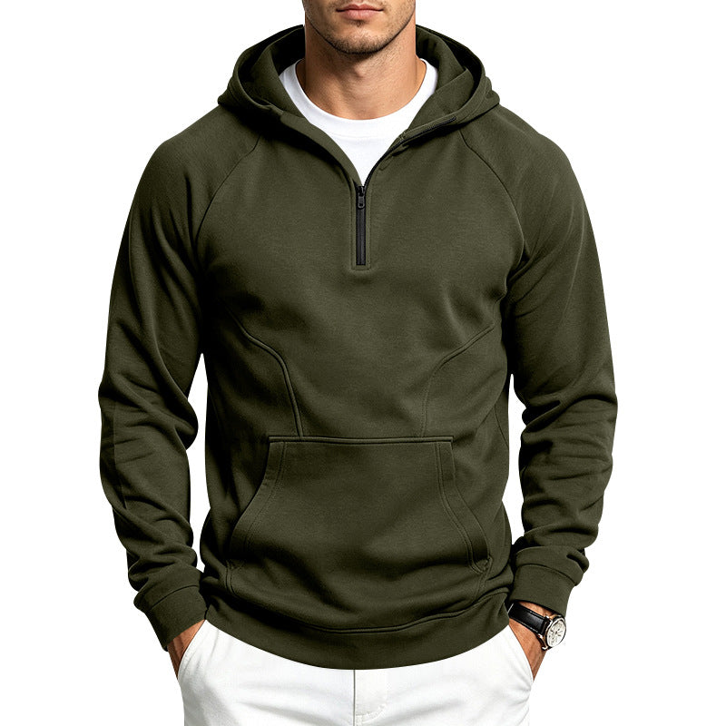 Haut à capuche pour hommes avec demi-zip et coupe sportive et ajustée Echoarchiv