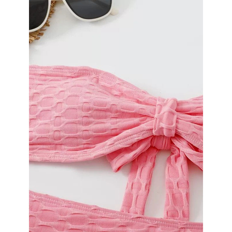 Bikini Femme Taille Haute avec Détail de Nœud Stylé R&B
