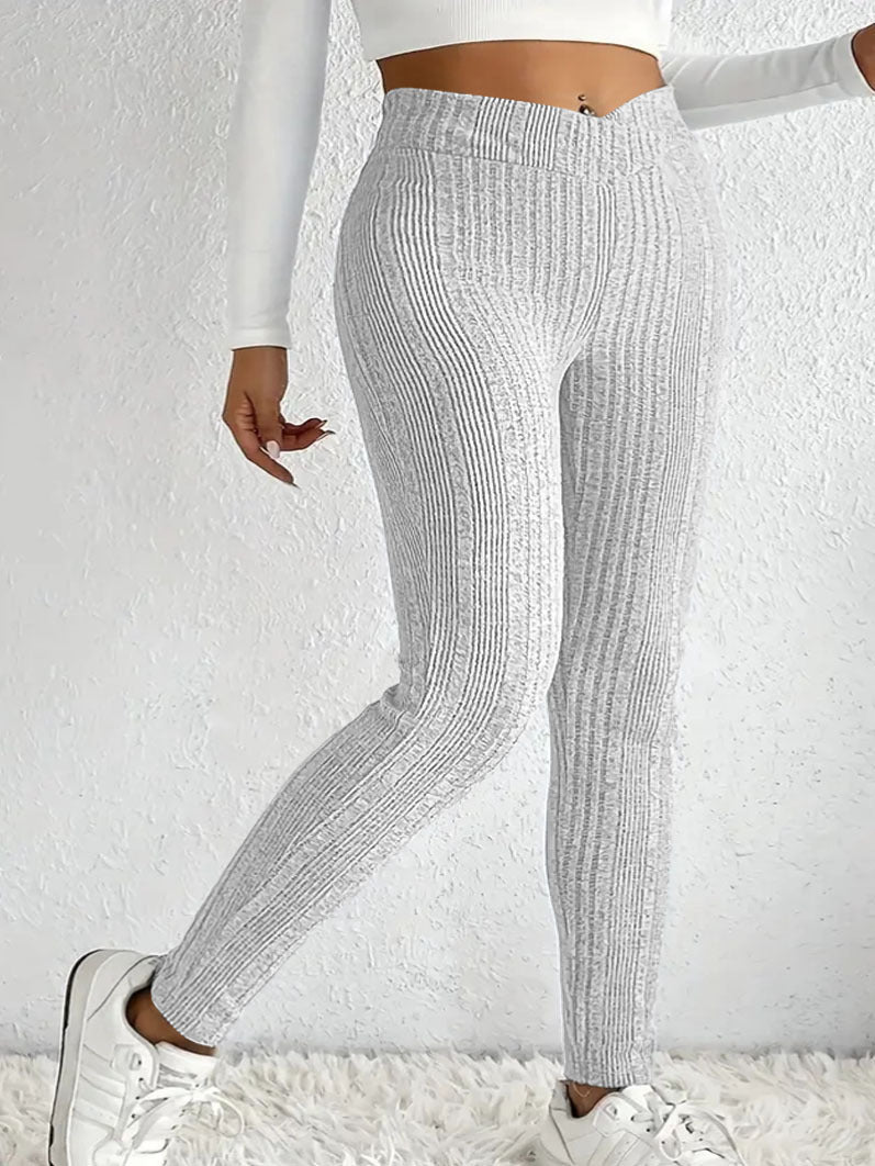 Leggings en maille côtelée taille haute pour femmes avec coupe sculptante Echoarchiv