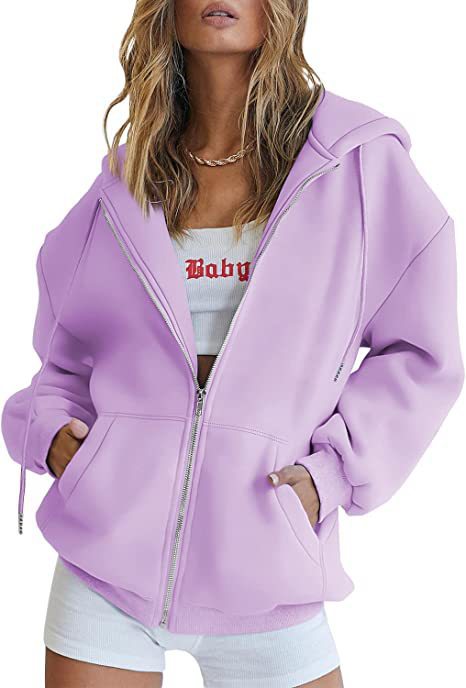 Veste à capuche surdimensionnée pour femmes avec fermeture éclair intégrale et poches kangourou Echo Archiv