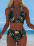 Bikini pour femmes avec motif marbré luxueux et détails raffinés R&B