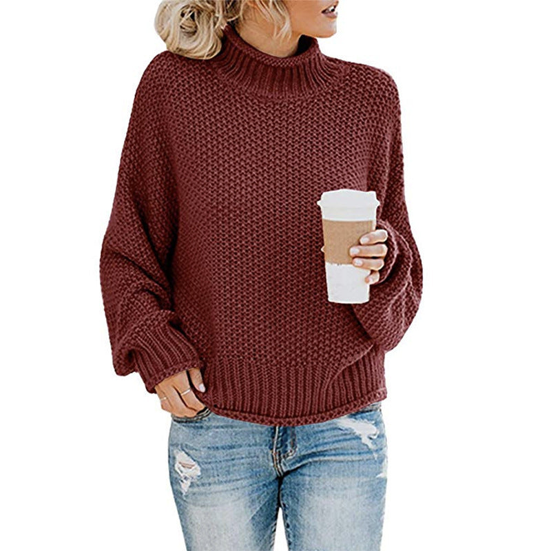Pull à col roulé en grosse maille pour femmes avec coupe oversize et motif rayé bloc Echo Archiv