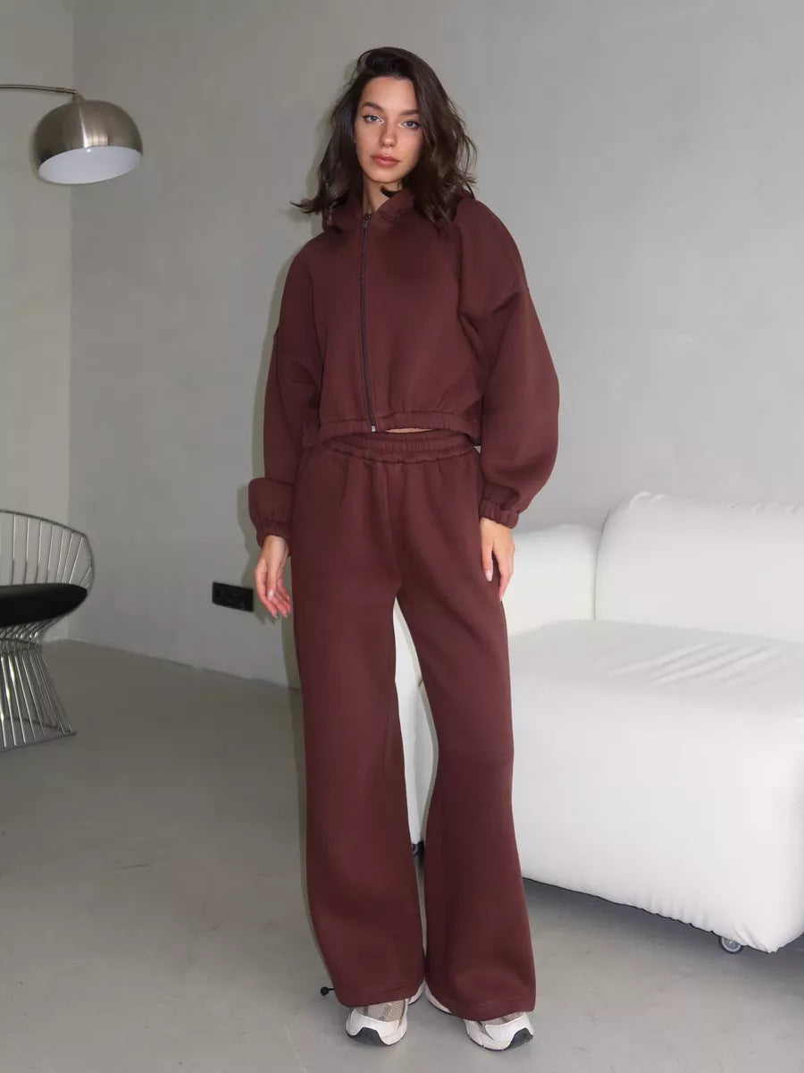 Ensemble de survêtement oversize pour femmes avec bomber à fermeture éclair et pantalon de jogging taille haute