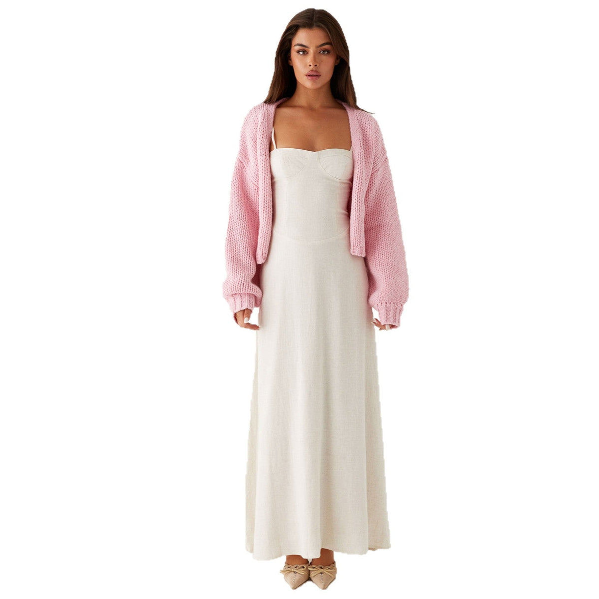 Cardigan oversized en grosse maille pour femmes avec col châle et bords côtelés Echoarchiv