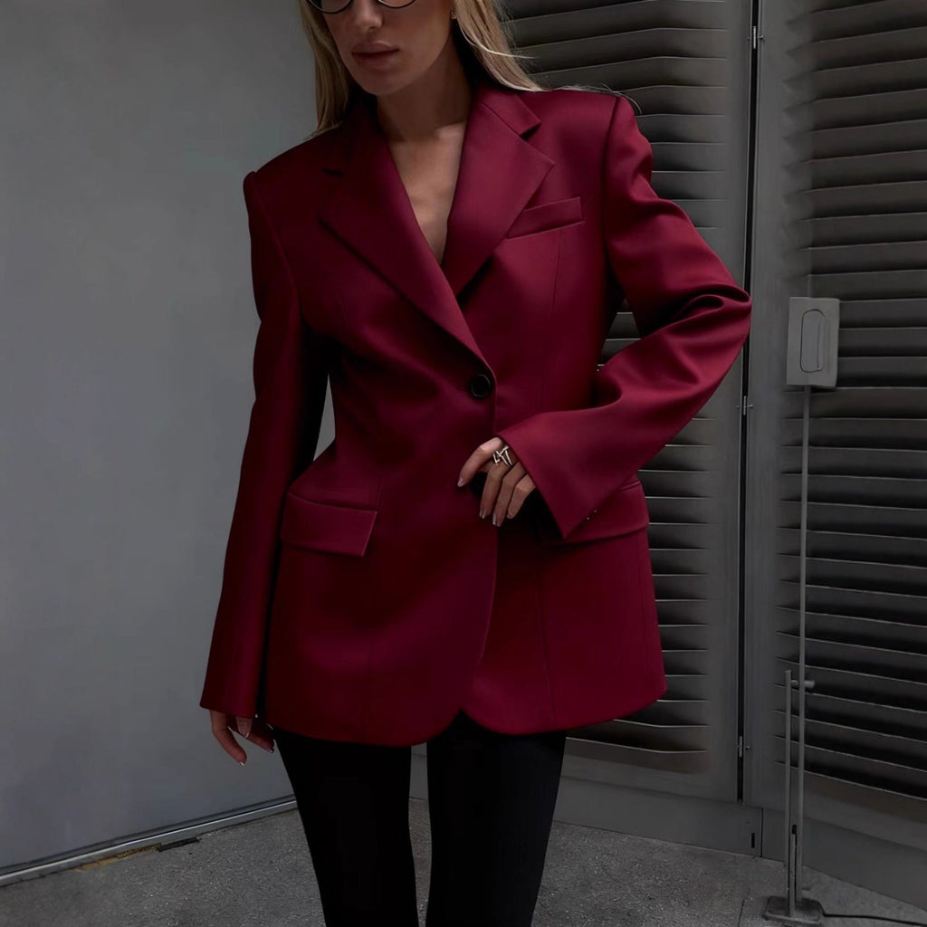 Blazer long oversized pour femmes avec épaule marquée et poches à rabat Echo Archiv