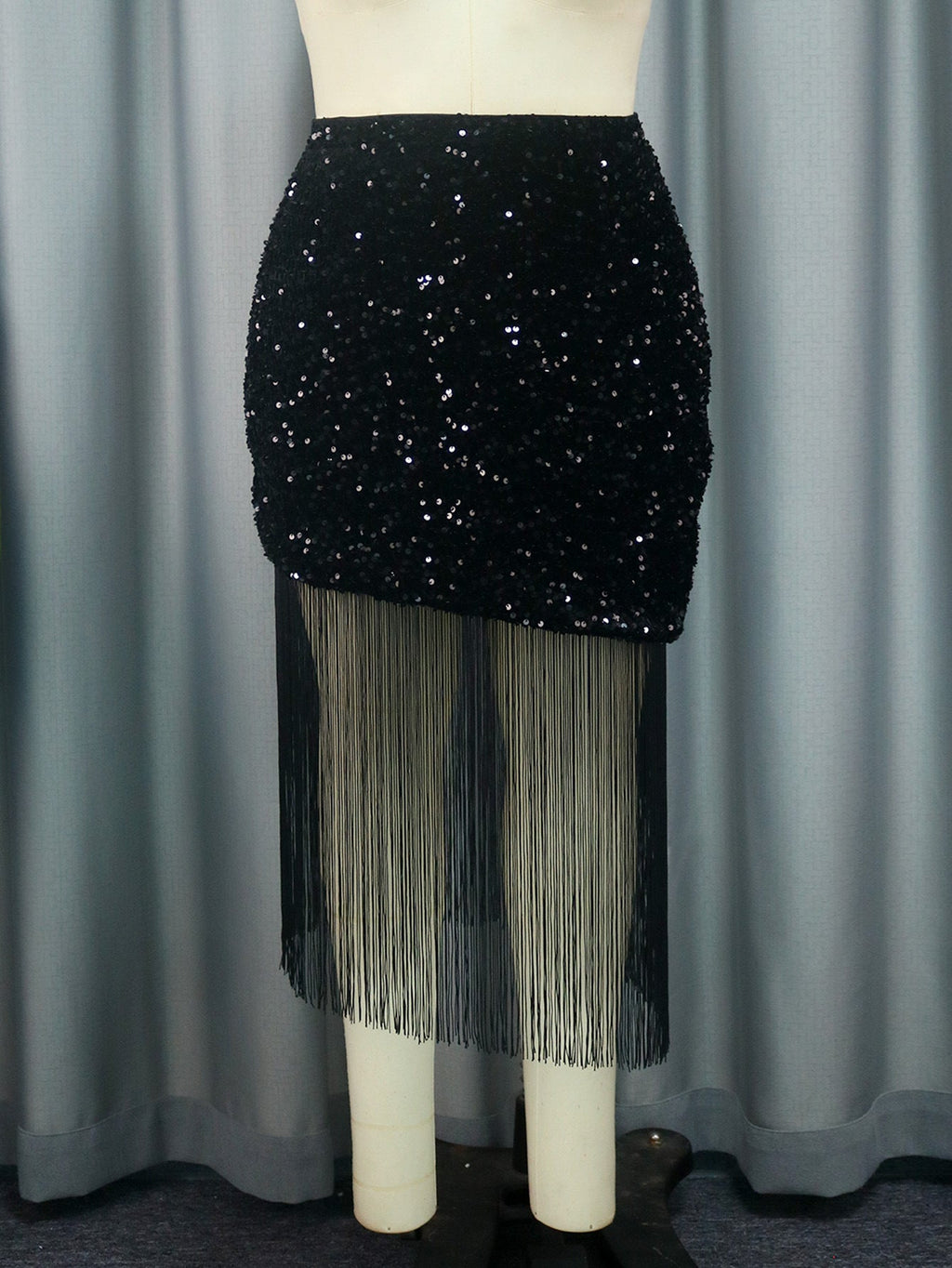 Jupe Glamour avec Paillettes et Franges R&B pour Femmes