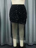 Jupe Glamour avec Paillettes et Franges R&B pour Femmes
