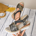 Sandales compensées pour femmes avec un design de lanières moderne et un élément décoratif élégant R&B