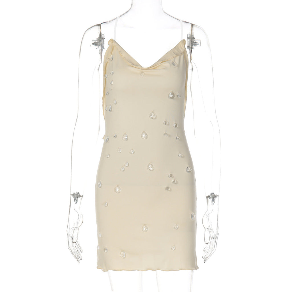 Robe mini ajustée pour femmes avec drapé élégant et applications transparentes Heidi-Mode