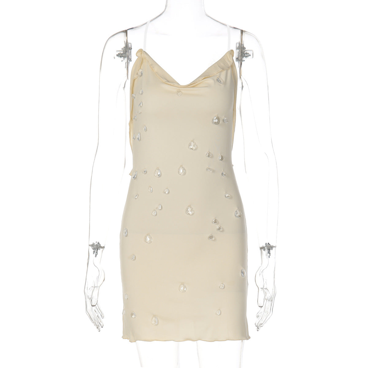 Robe mini ajustée pour femmes avec drapé élégant et applications transparentes Heidi-Mode