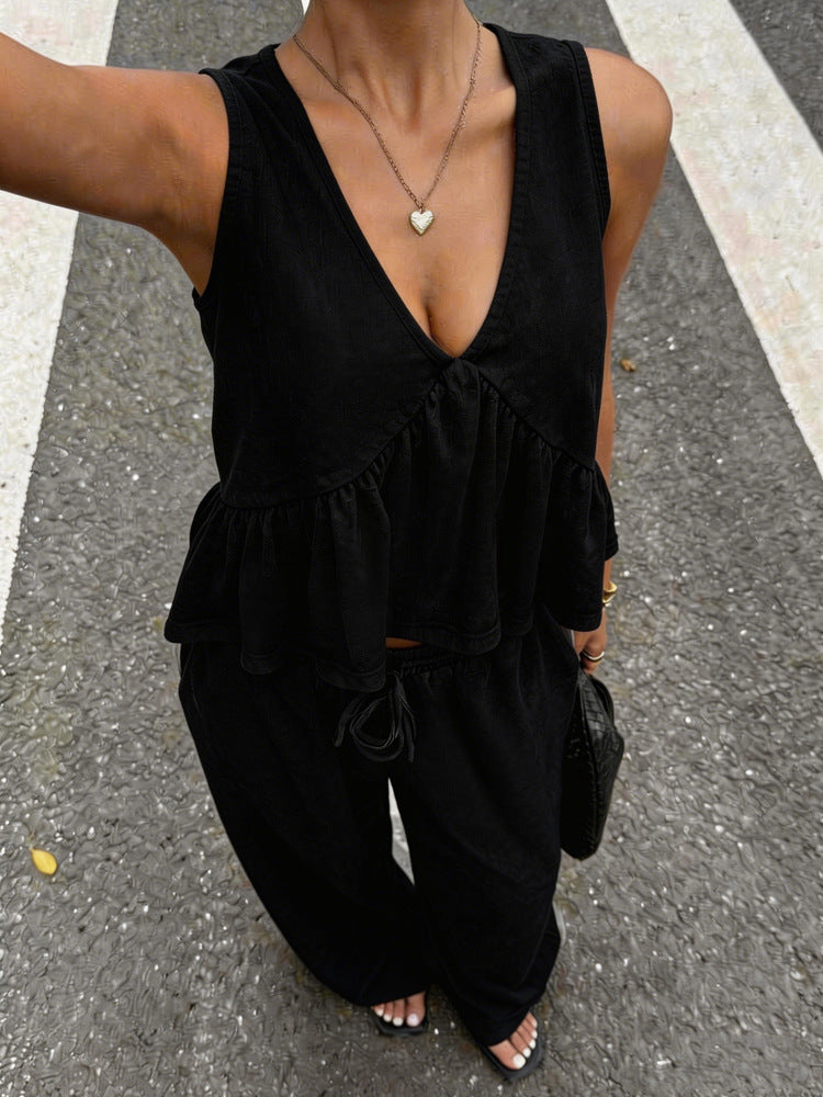 Haut décontracté pour femmes avec coupe ample et pantalon léger R&B
