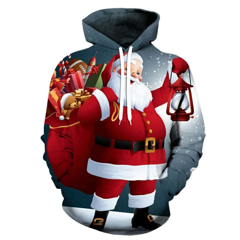 Pull à capuche de Noël ludique pour femmes avec motif coloré Echoarchiv