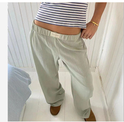 Pantalons de loisirs pour femmes, taille haute, longueur cheville, en mélange de coton doux avec taille élastique Echoarchiv
