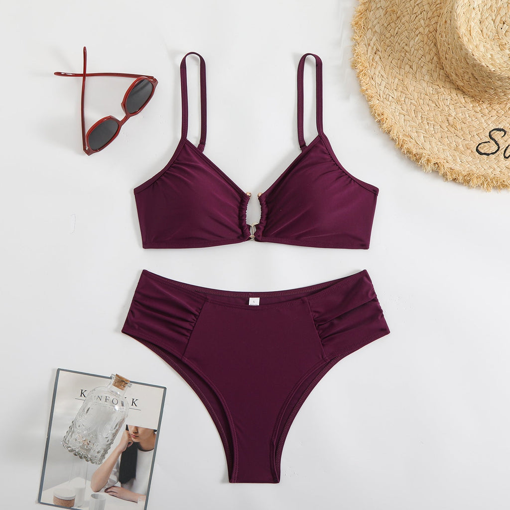 Bikini triangle tendance pour femmes avec fronces latérales R&B