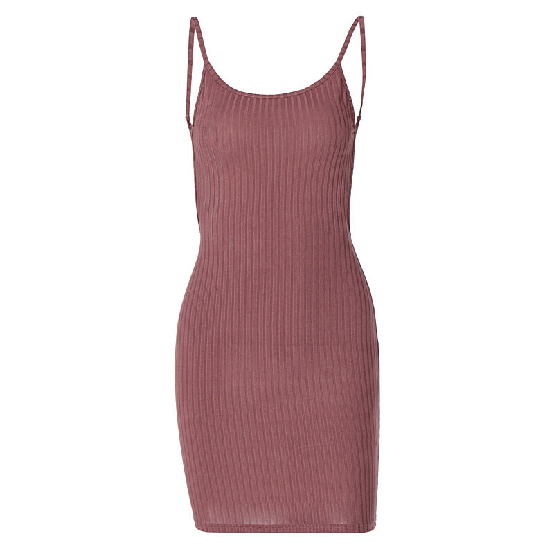 Robe moulante à côtes pour femmes avec bretelles spaghetti réglables Heidi-Mode