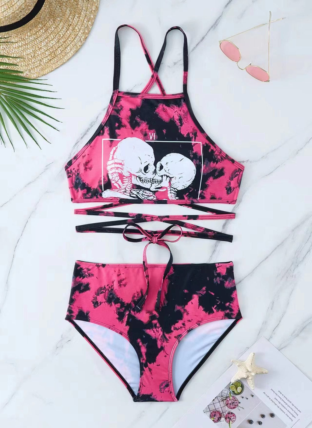 Bikini femme à col haut avec un motif créatif de taches animales Echo Archiv