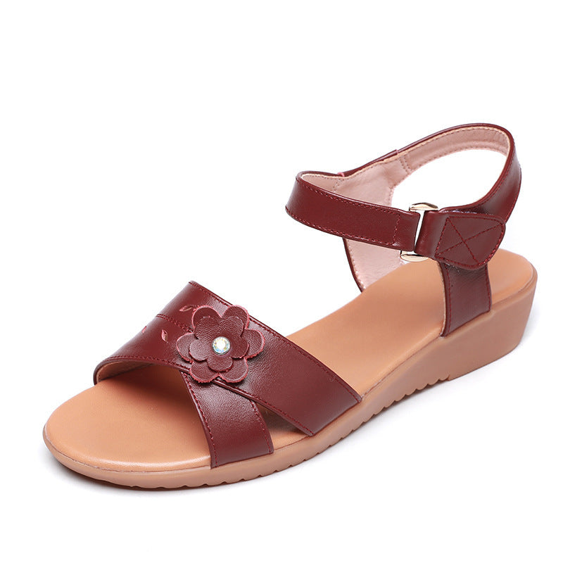 Sandales confortables pour femmes avec accents floraux décoratifs Heidi-Mode