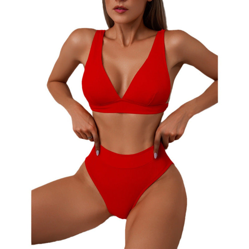 Bikini Femme taille haute avec haut respirant et ceinture élastique R&B