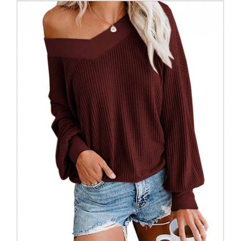 Pull en maille à motifs pour femmes avec décolleté large et coupe oversize Echo Archive