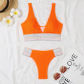 Ensemble de bikini à motifs vagues pour femmes avec décolleté en V profond R&B