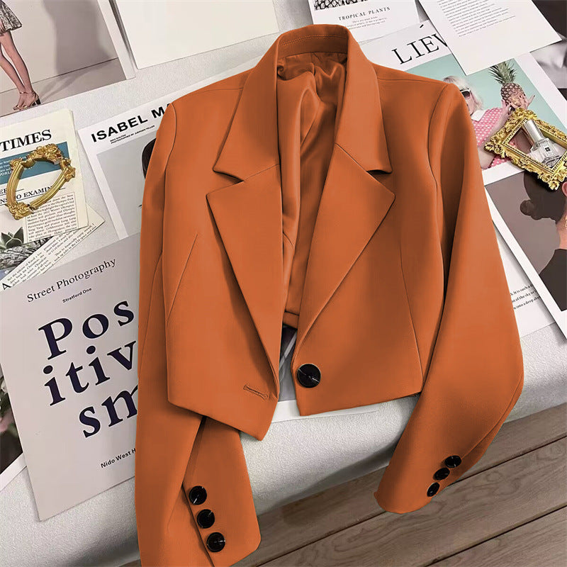 Blazer Cropped pour Femmes avec Col Châle