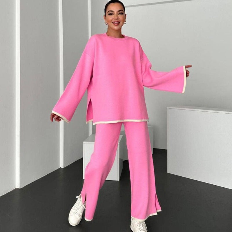 Ensemble Relax Tricot Décontracté pour Femmes avec Pull Oversize Ample et Pantalon Évasé Echoarchiv