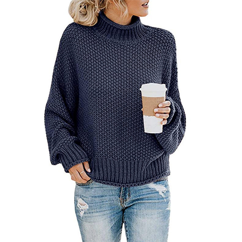 Pull à col roulé en grosse maille pour femmes avec coupe oversize et motif rayé bloc Echo Archiv