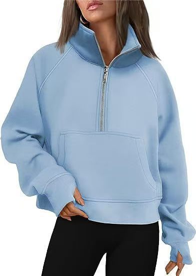 Sweatshirt oversized pour femmes avec demi-zip, poche kangourou et trous pour les pouces Echo Archiv