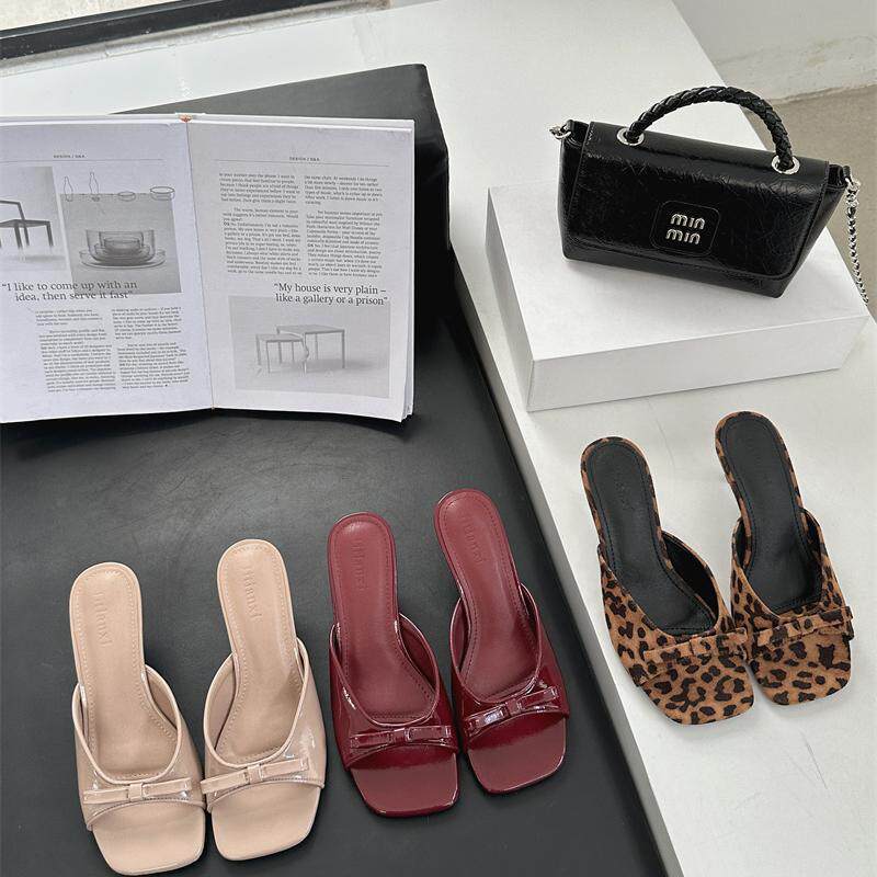 Mules élégantes pour femmes avec délicate décoration en nœud R&B