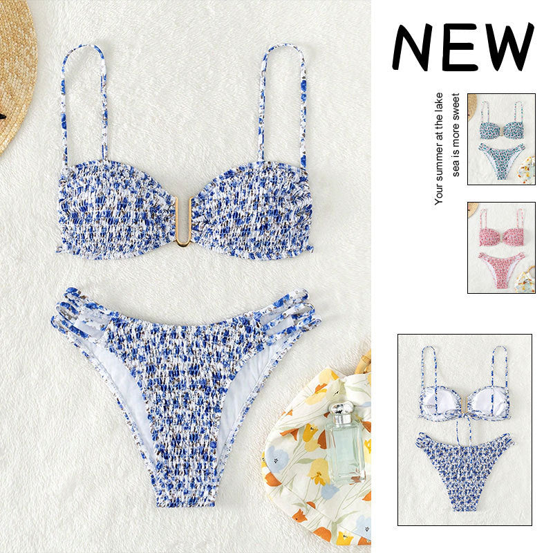 Ensemble de bikini push-up pour femmes avec fronces raffinées R&B