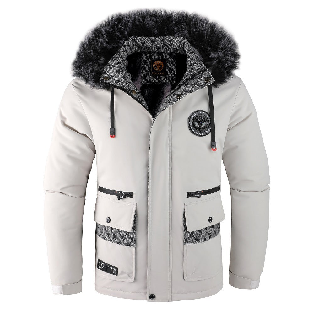 Parka thermique urbain pour hommes avec capuche en fausse fourrure amovible, doublure matelassée et poches frontales multifonctionnelles Echo Archiv