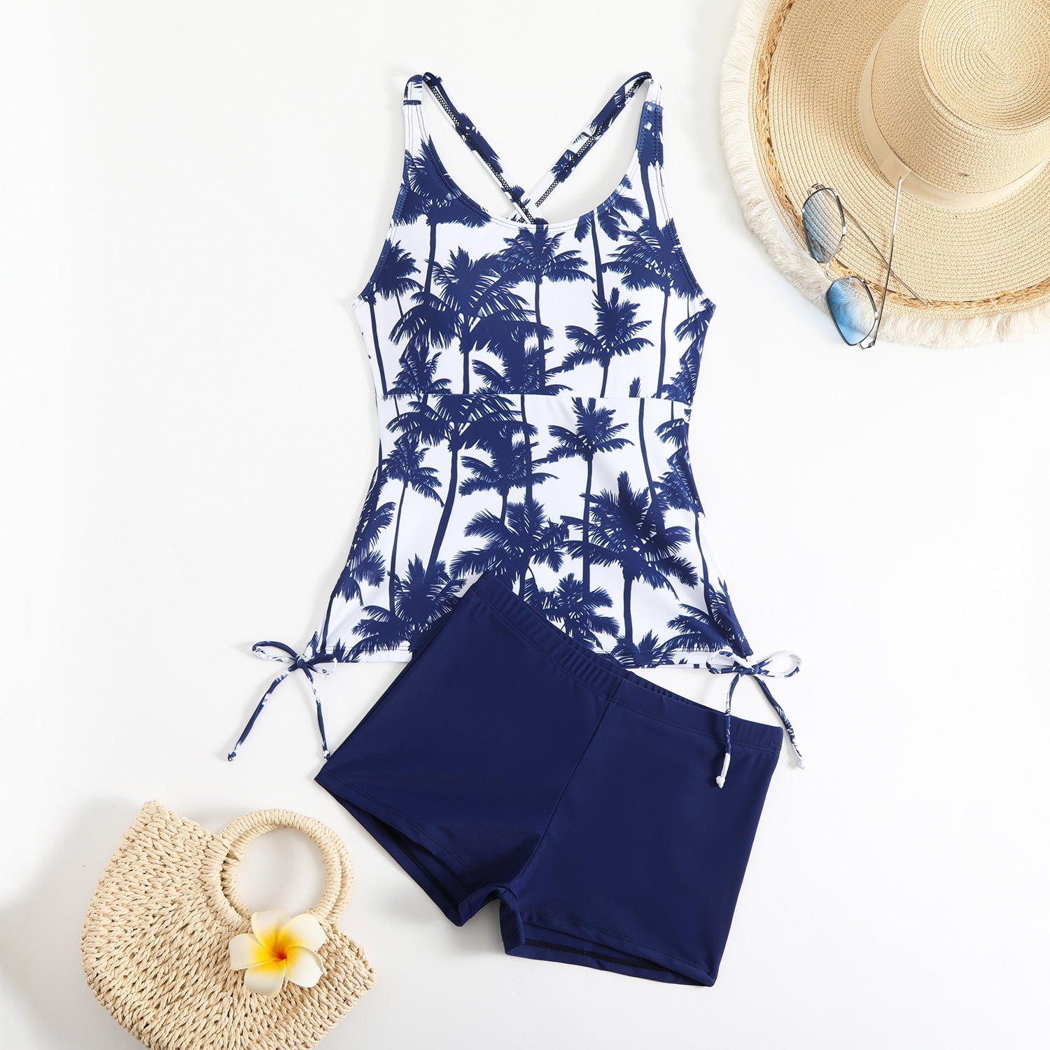 Tankini femme avec bretelles réglables et shorts décontractés R&B