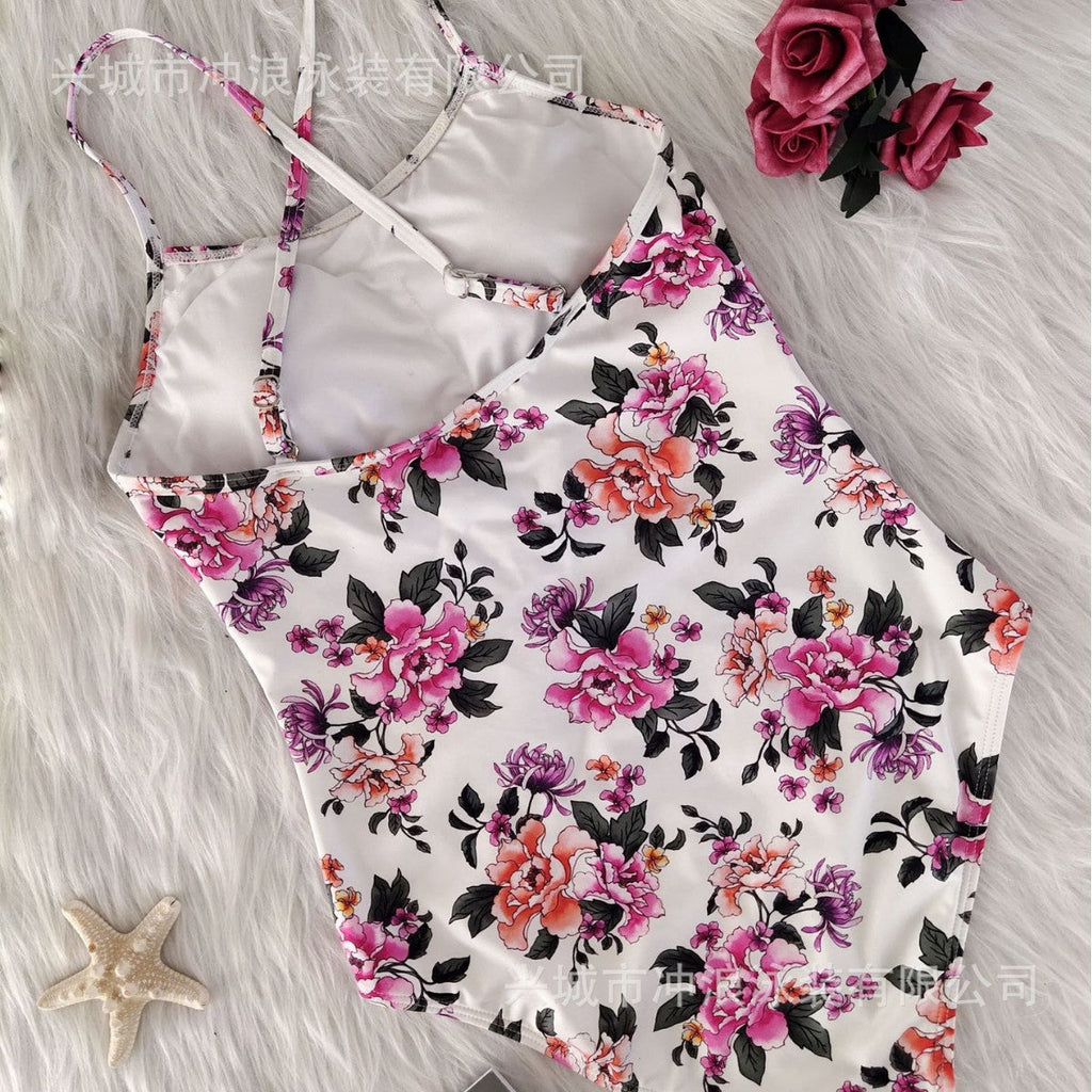 Maillot de bain de sport floral pour femmes avec silhouette dos nu R&B