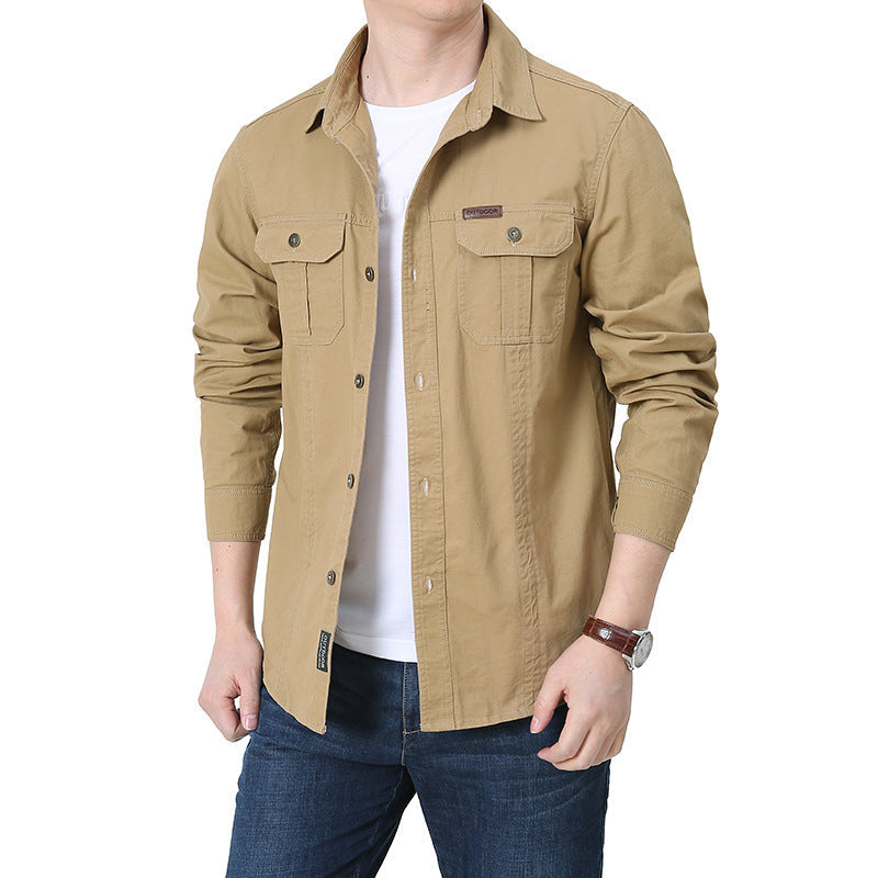 Chemise de travail urbaine pour hommes en twill de coton lavé avec poches poitrine doubles et coutures contrastées Echo Archiv