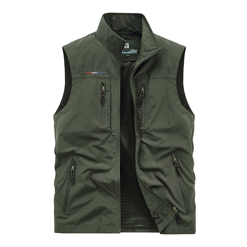 Gilet outdoor multifonctionnel pour hommes avec doublure en mesh, plusieurs poches zippées et col montant Echo Archiv