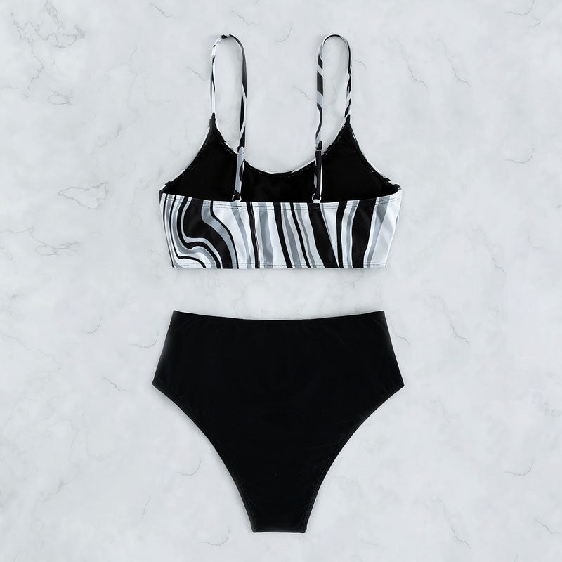 Bikini taille haute pour femmes avec haut en forme de vague R&B