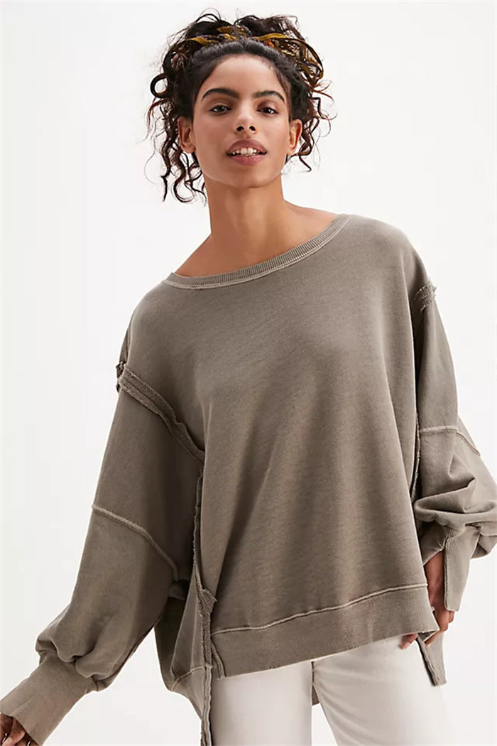 Sweatshirt oversized pour femmes avec manches ballon, coutures ouvertes et fentes latérales Echo Archiv