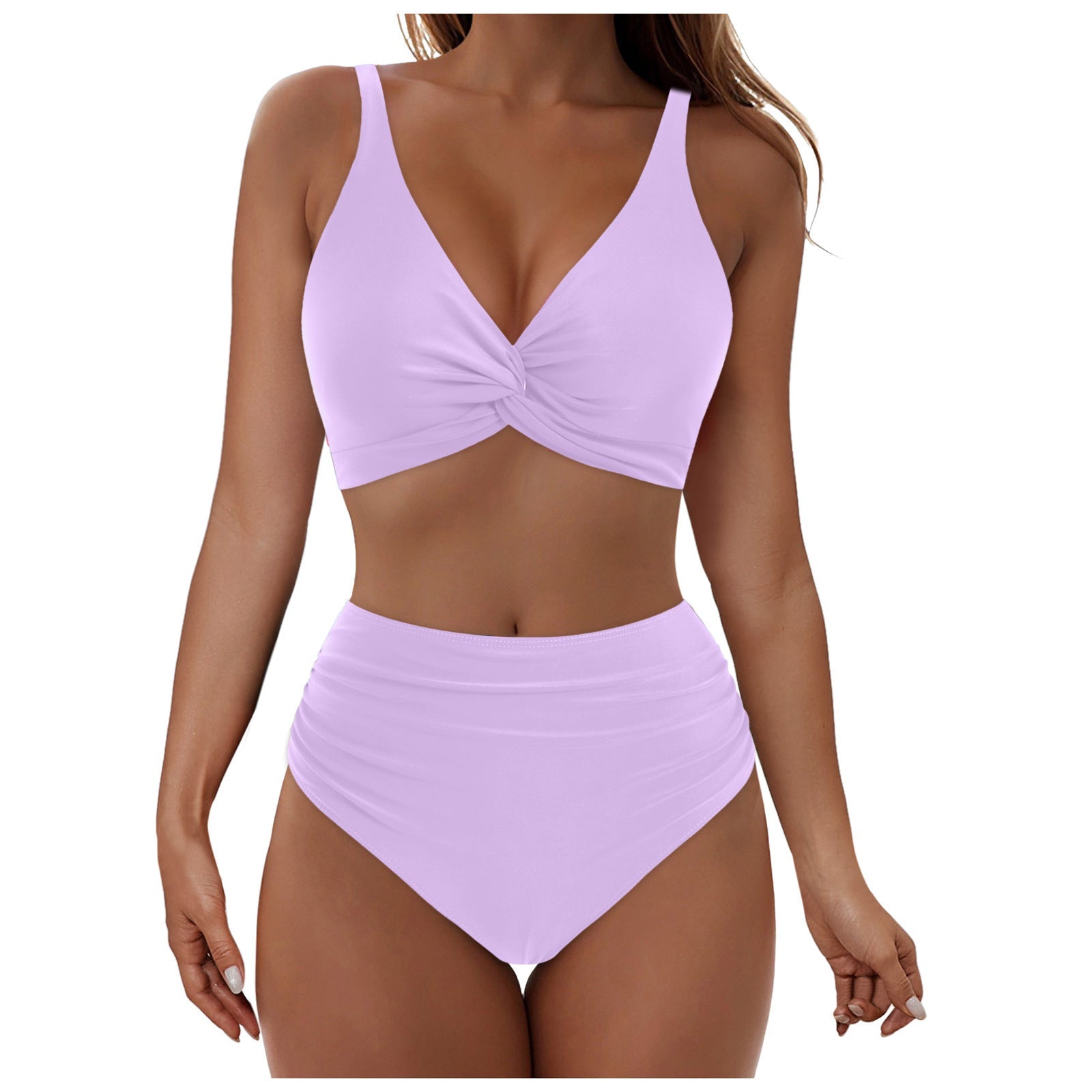 Ensemble de bikini taille haute pour femmes avec haut enroulé élégant R&B