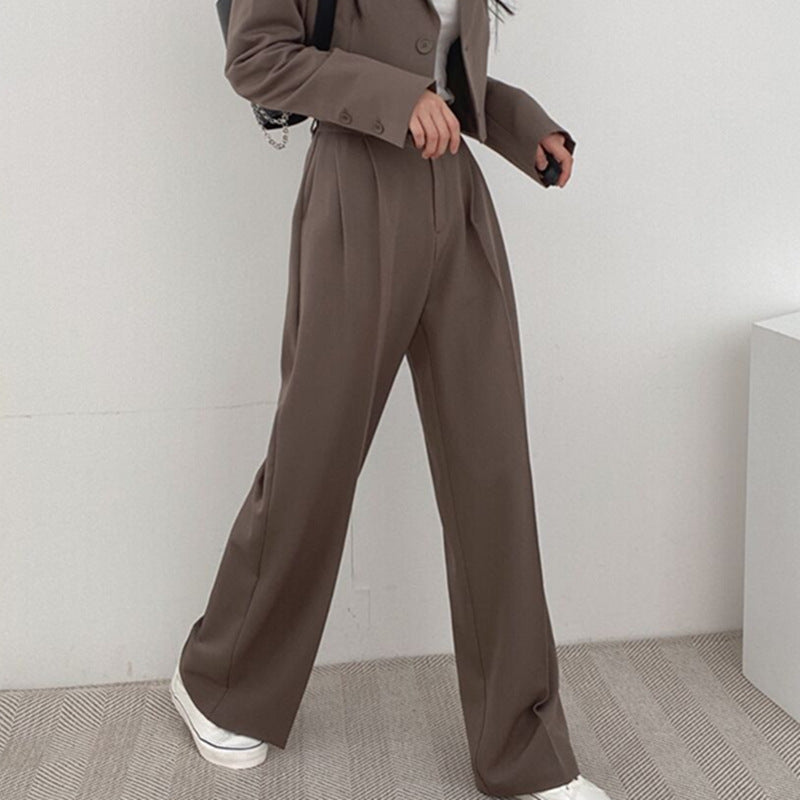 Pantalon en tissu élégant et taille haute pour femmes